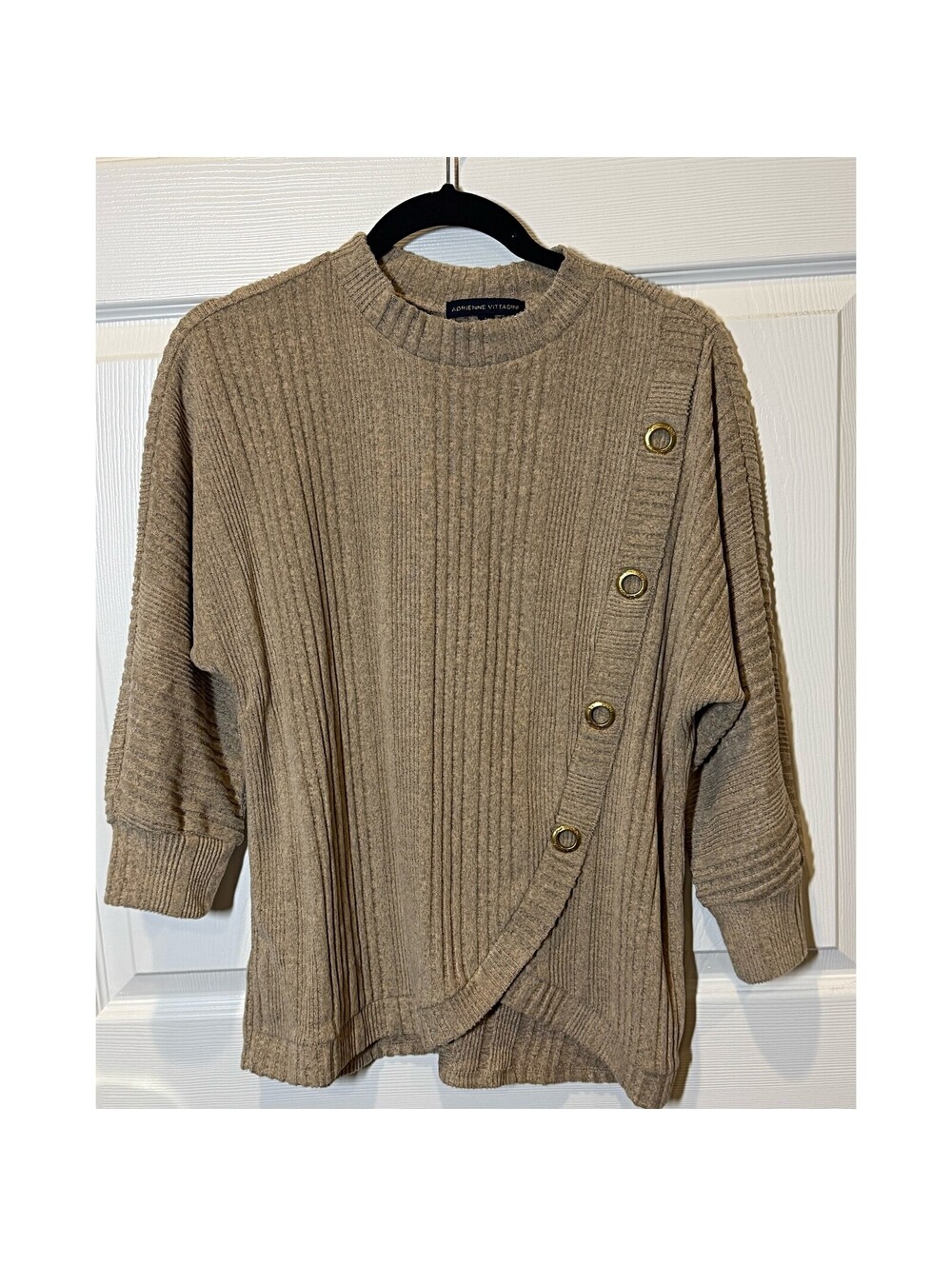 Rib knit button detail sweater